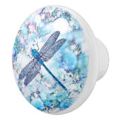 Bouton De Porte En Céramique Belle libellule bleue (Droite)