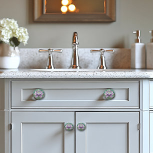 Bouton De Porte En Céramique Belle Lit d'eau rose Art Déco à Pond