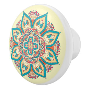 Bouton De Porte En Céramique Belle mandala design d'art marocain