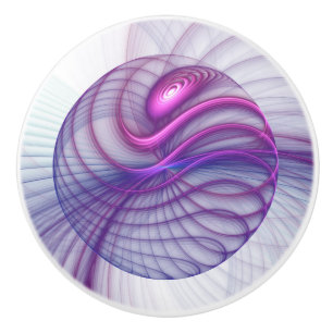 Bouton De Porte En Céramique Belle Swing Moderne Art Fractal Abstrait Rose