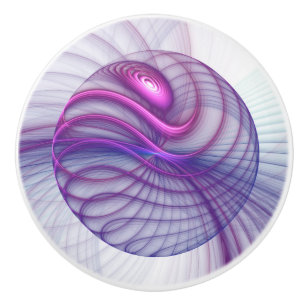 Bouton De Porte En Céramique Belle Swing Moderne Art Fractal Abstrait Rose