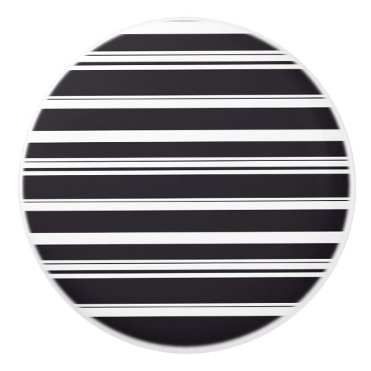 Bouton De Porte En Céramique Belles rayures blanches noires (Devant)