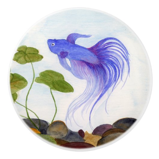 Bouton De Porte En Céramique Bêta bleu (Devant)