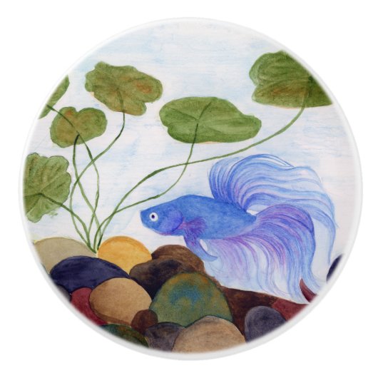 Bouton De Porte En Céramique Bêta bleu (Devant)