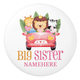 Bouton De Porte En Céramique Big Sister Safari Jungle Friends Animals on Car