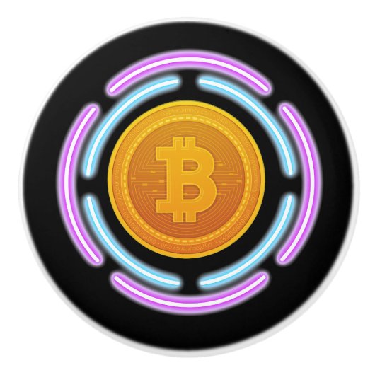 BOUTON DE PORTE EN CÉRAMIQUE BITCOIN (Devant)