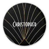 Bouton De Porte En Céramique Black Art Deco Design (Devant)