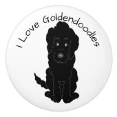 Bouton De Porte En Céramique Black Goldendoodle Dog Design (Devant)