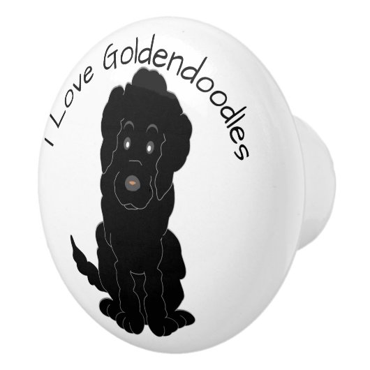 Bouton De Porte En Céramique Black Goldendoodle Dog Design (Droite)