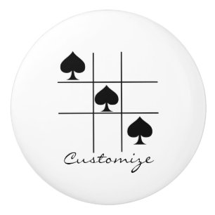 Bouton De Porte En Céramique Black Spades Tic Tac Toe Thunder_Cove