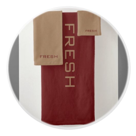 Bouton De Porte En Céramique Blanc Brown beige rond (Devant)