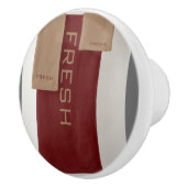 Bouton De Porte En Céramique Blanc Brown beige rond (Droite)