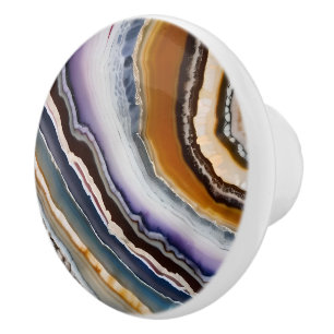 Bouton De Porte En Céramique Blanc Lilas Noir Bleu Terracotta Agate Géode