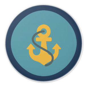 Bouton De Porte En Céramique Bleu, Ancre, Design de vie côtière