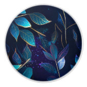 Bouton De Porte En Céramique Bleu bleu Feuille ceramic Knox (Devant)