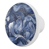 Bouton De Porte En Céramique Bleu brun et blanc Abstrait (Droite)