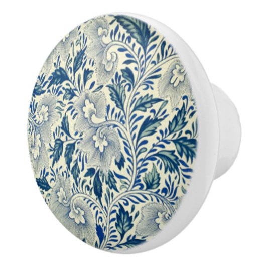 Bouton De Porte En Céramique ~ bleu chinois Flowers~ blanc * ~ de feuille (Droite)