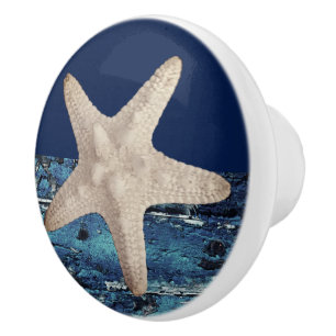 Bouton De Porte En Céramique Bleu de la marine de Starfish