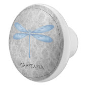 Bouton De Porte En Céramique Bleu Dragonfly Damas (Droite)