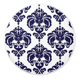Bouton De Porte En Céramique Bleu et blanc Damas élégant Dresser de chambre