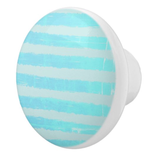 Bouton De Porte En Céramique Bleu glace Aquarelle rayures (Droite)