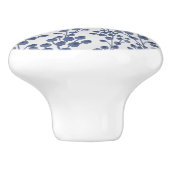 Bouton De Porte En Céramique Bleu Marine Botanique (Côté)