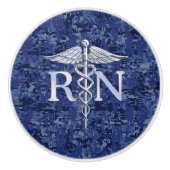 Bouton De Porte En Céramique Bleu marine de caducée de RN Silber d'infirmier (Devant)