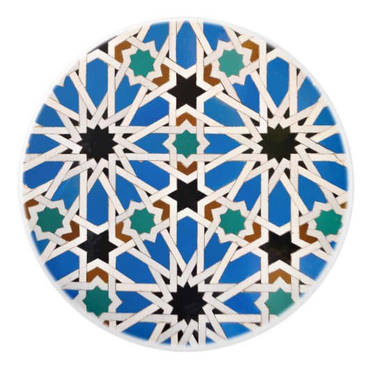 Bouton De Porte En Céramique Bleu marocain maure (Devant)