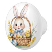 Bouton De Porte En Céramique Bleu mignon et poussins (Droite)