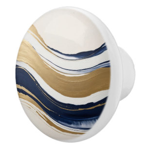 Bouton De Porte En Céramique bleu or et beige abstraits bracelets