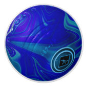 Bouton De Porte En Céramique Bleu pelouse Bowl, (Devant)