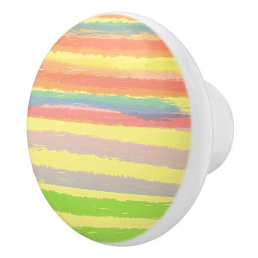 Bouton De Porte En Céramique Bleu rose Jaune Orange Vert rayures (Droite)