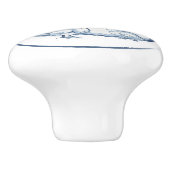 Bouton De Porte En Céramique Bleu Rustique & Poulet Blanc Hen Country Delft (Côté)