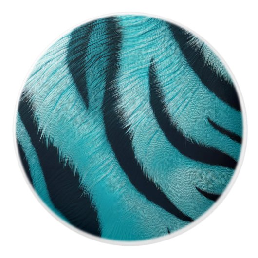 Bouton De Porte En Céramique Bleu Tigre (Devant)