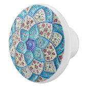 Bouton De Porte En Céramique Bleu turquoise marocain traditionnel, blanc, saumo (Droite)