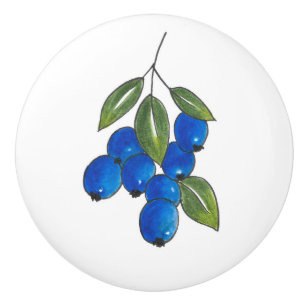 Bouton De Porte En Céramique Bleuets à main