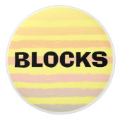 Bouton De Porte En Céramique Blocs Jaune Rose Violet Blocs (Devant)