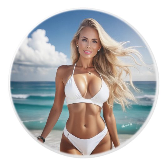 Bouton De Porte En Céramique blonde de plage (Devant)