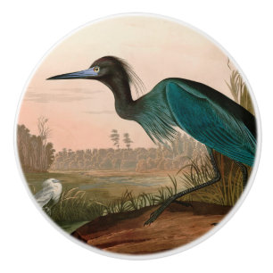 Bouton De Porte En Céramique Blue Crane or Heron Birds of America Audubon Print