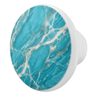 Bouton De Porte En Céramique Blue Green Marble Refined Modern Aesthetic