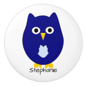 Bouton De Porte En Céramique Blue Owl Design Personalised (Devant)