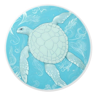 Bouton De Porte En Céramique Blue Sea Turtle Ocean Thème