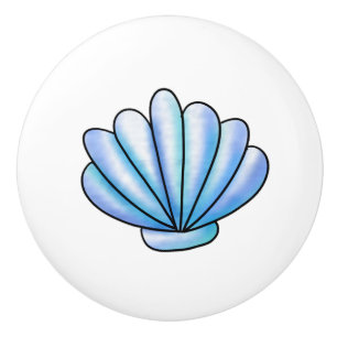 Bouton De Porte En Céramique Blue Seashell Coastal Beach House