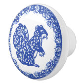Bouton De Porte En Céramique Blue Willow Design Écureuil face Whimsical (Droite)