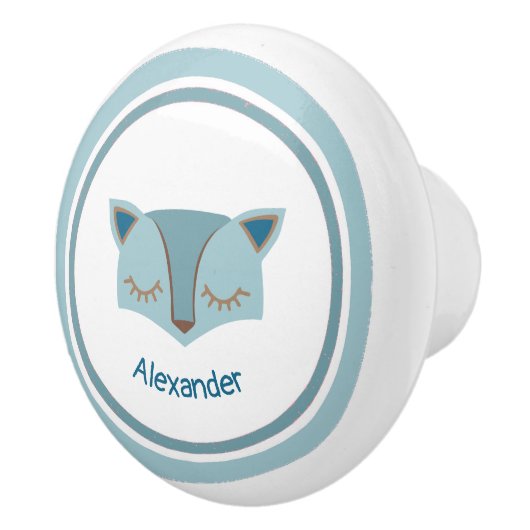 Bouton De Porte En Céramique Blue Woodland Fox Face Ceramic Knows (Droite)