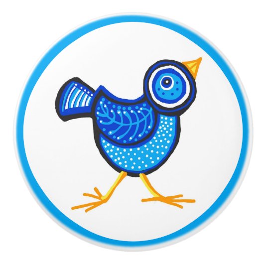 Bouton De Porte En Céramique Bluebird de bonheur (Devant)