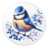 Bouton De Porte En Céramique Bluebird et Blueberries (Devant)