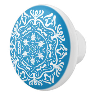 Bouton De Porte En Céramique Bluebird Mandala