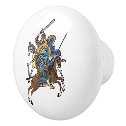 Bouton De Porte En Céramique Bogatyr russe médiéval (Droite)