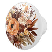 Bouton De Porte En Céramique Boho Gold Brown Fleurs Floral Ceramic Knob (Droite)